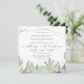 Terrarium Succulenten Geometrisch Bruiloft Vierkan Kaart (Staand voorkant)