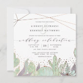 Terrarium Succulenten Geometrisch Bruiloft Vierkan Kaart (Voorkant)