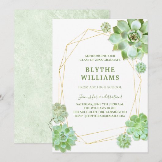 Terrarium Succulents Graduation Party Kaart (Voorkant / Achterkant)