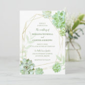 Terrarium vetplanten groen bruiloft kaart (Staand voorkant)