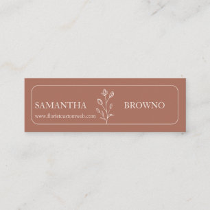 Terrarotta Beige Elegante Omkaderde Bloem bruiloft Mini Visitekaartje