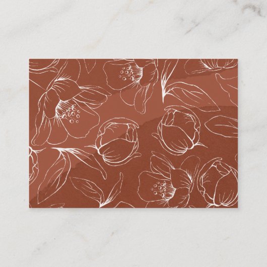 Terrarotta bloem boho bruiloft details informatiekaartje (Achterkant)