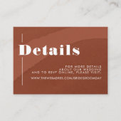 Terrarotta bloem boho bruiloft details informatiekaartje (Voorkant)