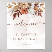 Terrarotta bloem boho herfst bruidsuitnodiging wel poster (Voorkant)
