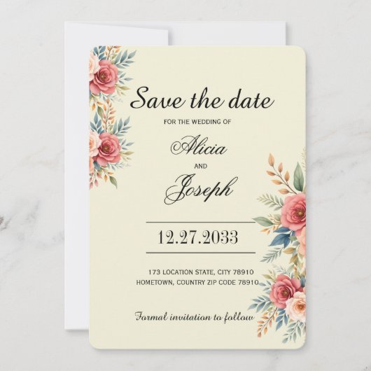 Terrarotta bloemen Bloem Bewaar de datum Save The Date (Voorkant)