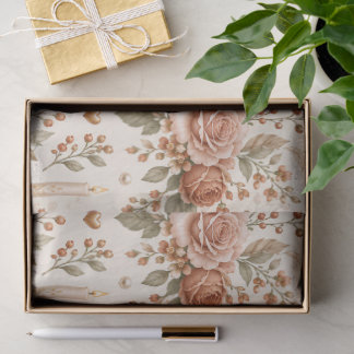 Terrarotta bloemen huwelijkscadeauverpakking met d tissuepapier