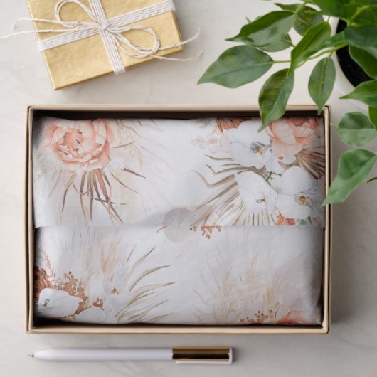 Terrarotta Bloemen Pampas Gras Tropisch Boheems  Tissuepapier (Geschenk)