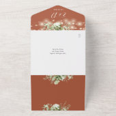 Terrarotta bloemenslingerlamp QR-code bruiloft All In One Uitnodiging (Buitenkant)