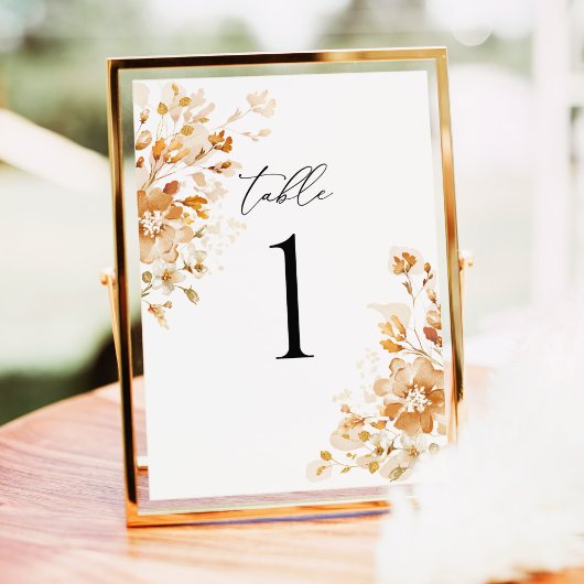 Terrarotta Bloemige Elegante Trouwtafel Nummers