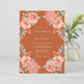 Terrarotta Blush Botanische Bloei Bruiloft Kaart (Staand voorkant)