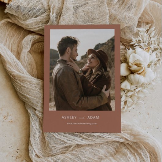 Terrarotta Boheemse Bloemen Save the Date Uitnodig Kaart