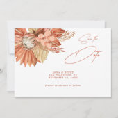 Terrarotta Boho Gedroogde Bloem Pampas Bewaar de D Save The Date (Voorkant)