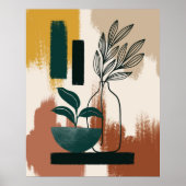 Terrarotta botanische abstracte moderne wandkunst poster (Voorkant)
