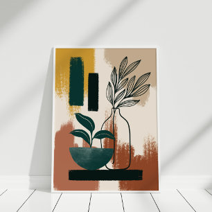 Terrarotta botanische abstracte moderne wandkunst poster