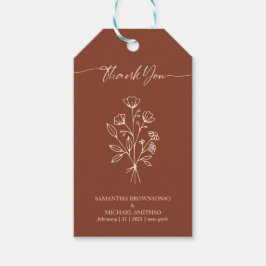 Terrarotta kalligrafie boho botanicals bedankt cadeaulabel