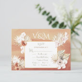 Terrarotta & Khaki Palmbladeren Tropisch RSVP Kaartje (Staand voorkant)