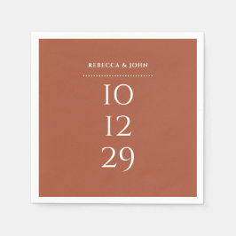 Terrarotta Minimalistische Speciale Datum Huwelijk Servet