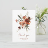 Terrarotta waterverf bloem bruiloft bedankje bedankkaart (Staand voorkant)