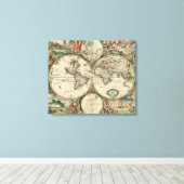 Terrarum Orbis Tabula Canvas Afdruk (Insitu (Houten vloer))