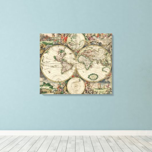 Terrarum Orbis Tabula Canvas Afdruk (Insitu (Houten vloer))