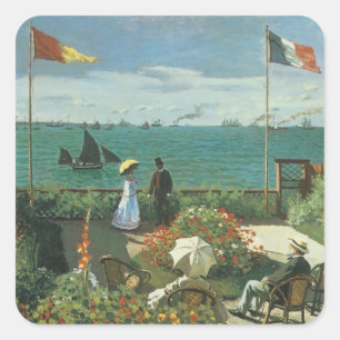 Terras aan de zee door Claude Monet Vierkante Sticker