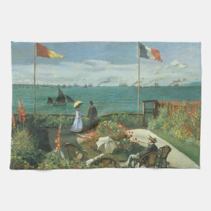 Terras aan de zijkant van Claude Monet Theedoek