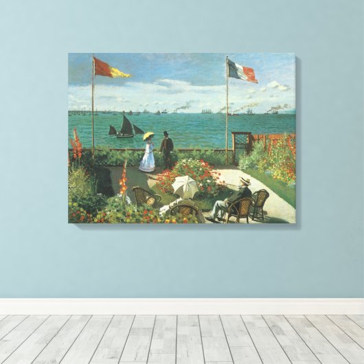 Terras bij de zee door Claude Monet Canvas Afdruk (Insitu (Houten vloer))