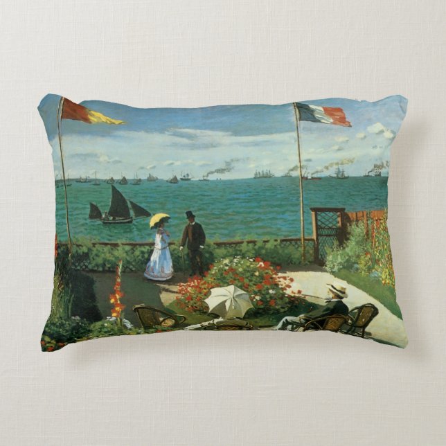 Terras bij de zee door Claude Monet Decoratief Kussen (Voorkant)