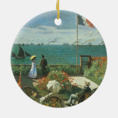 Terras bij de zee door Claude Monet Keramisch Ornament (Achterkant)