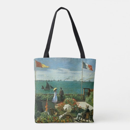 Terras bij de zee door Claude Monet Tote Bag (Achterkant)