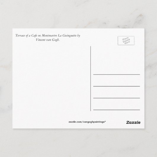 Terras of a Cafe on Montmartre La Guinguette Briefkaart (Achterkant)