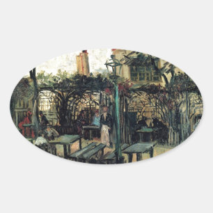 Terras of a Cafe on Montmartre La Guinguette Ovale Sticker