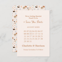 Terrazzo Abstract Moderne Aardetoneel Bruiloft Save The Date