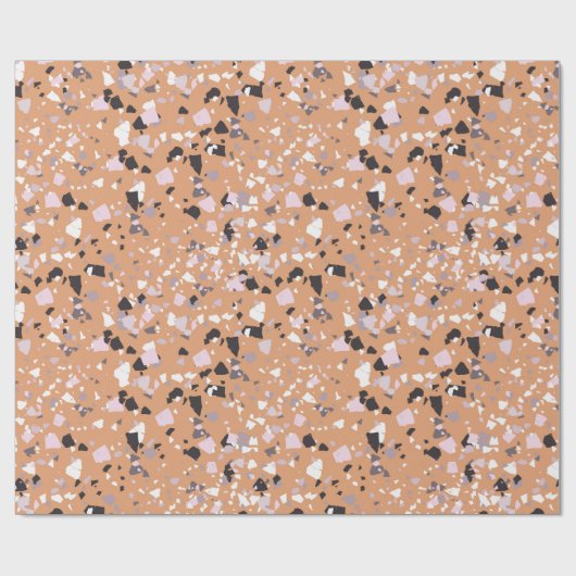 Terrazzo Abstract Pattern Terracotta Cadeaupapier (Vlak)