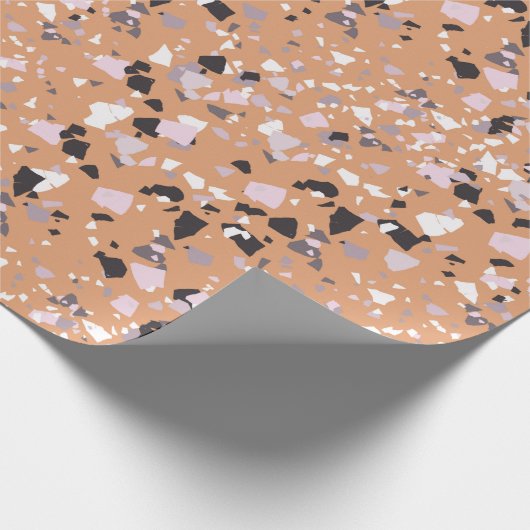 Terrazzo Abstract Pattern Terracotta Cadeaupapier (Hoek)