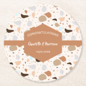 Terrazzo Abstracte Earthy Modern Ronde Kartonnen Onderzetter (Voorkant)