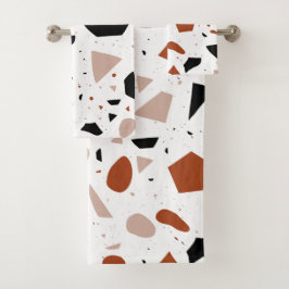 Terrazzo Abstracte geometrische badhanddoek set Bad Handdoek