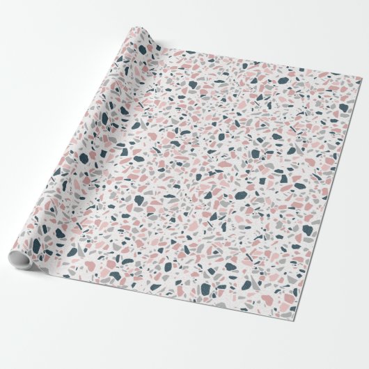 Terrazzo abstracte, leuke print design cadeaupapier (Uitgerold)