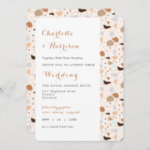 Terrazzo Abstracte Modern Earthy Wedding Invitatio