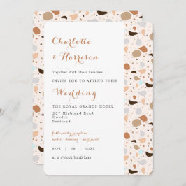 Terrazzo Abstracte Modern Earthy Wedding Invitatio Kaart
