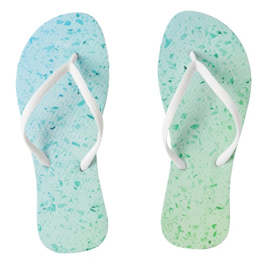 Terrazzo Beach Pebbles Textuur Blauwe Teenslippers (Voetbed)