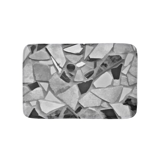 Terrazzo Black en White Grey Modern Mosaic Art Badmat (Voorkant)