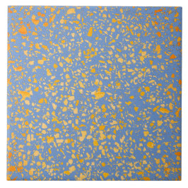 Terrazzo Blauw Geel Minimaal Eenvoudig Steenpatroo Tegeltje