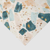 Terrazzo Blauwgroen en Gouden Patroon Decoupage Tissuepapier (Detail)