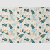 Terrazzo Blauwgroen en Gouden Patroon Decoupage Tissuepapier (Voorkant)