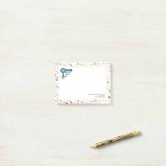Terrazzo Blow Dryer Hair Salon Beauty Business Post-it® Notes (Op bureau)