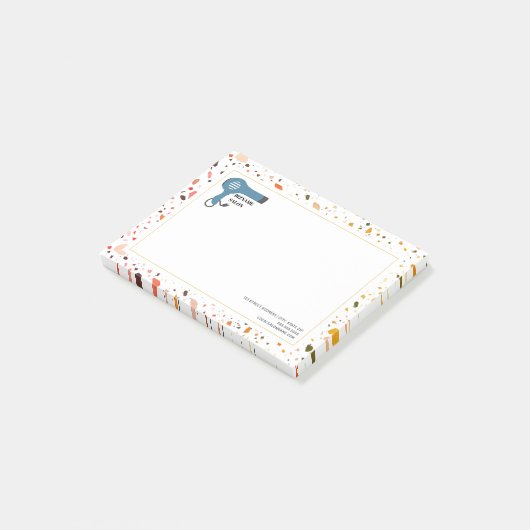 Terrazzo Blow Dryer Hair Salon Beauty Business Post-it® Notes (Schuin)
