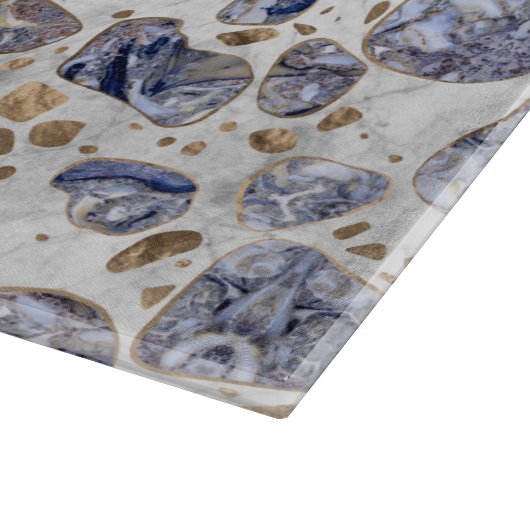 Terrazzo - Blue Agate en goud op marmer #1 Snijplank (Hoek)