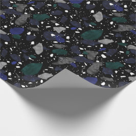 Terrazzo Blue Green Grey Tile Print Wrapping Paper Cadeaupapier