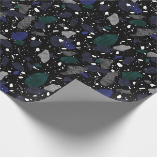 Terrazzo Blue Green Grey Tile Print Wrapping Paper Cadeaupapier